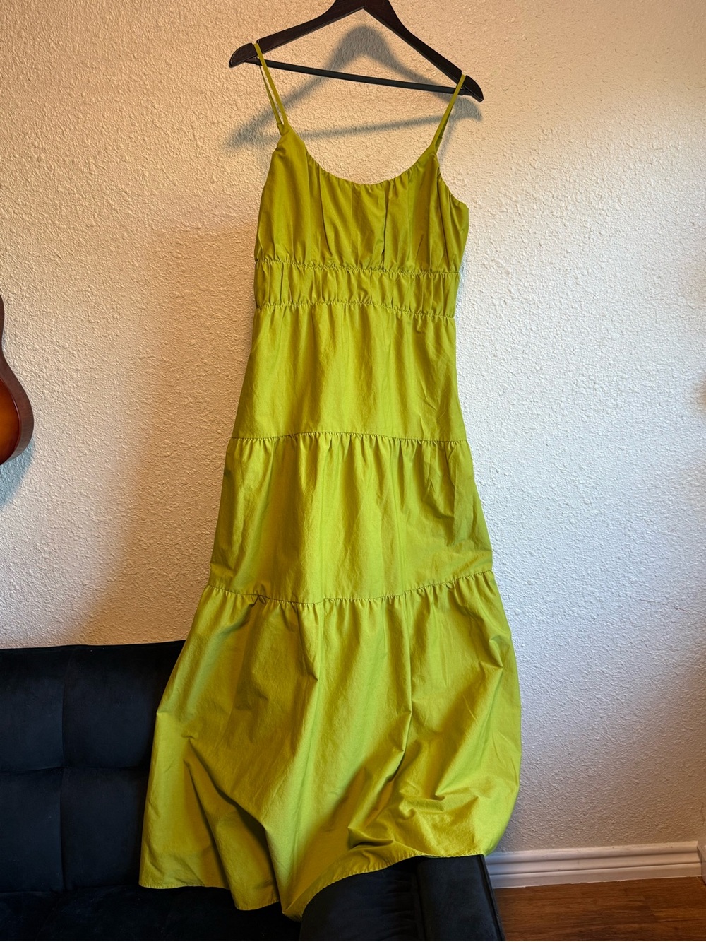 Express Lime Green Tiered Spaghetti-Strap Maxi Dress